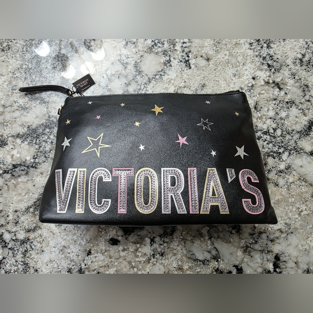 Victoria’s Secret Glitter Star Print Cosmetic Bag. NEW!